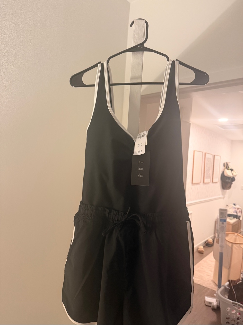 Abercrombie & Fitch Black Romper with White Trim